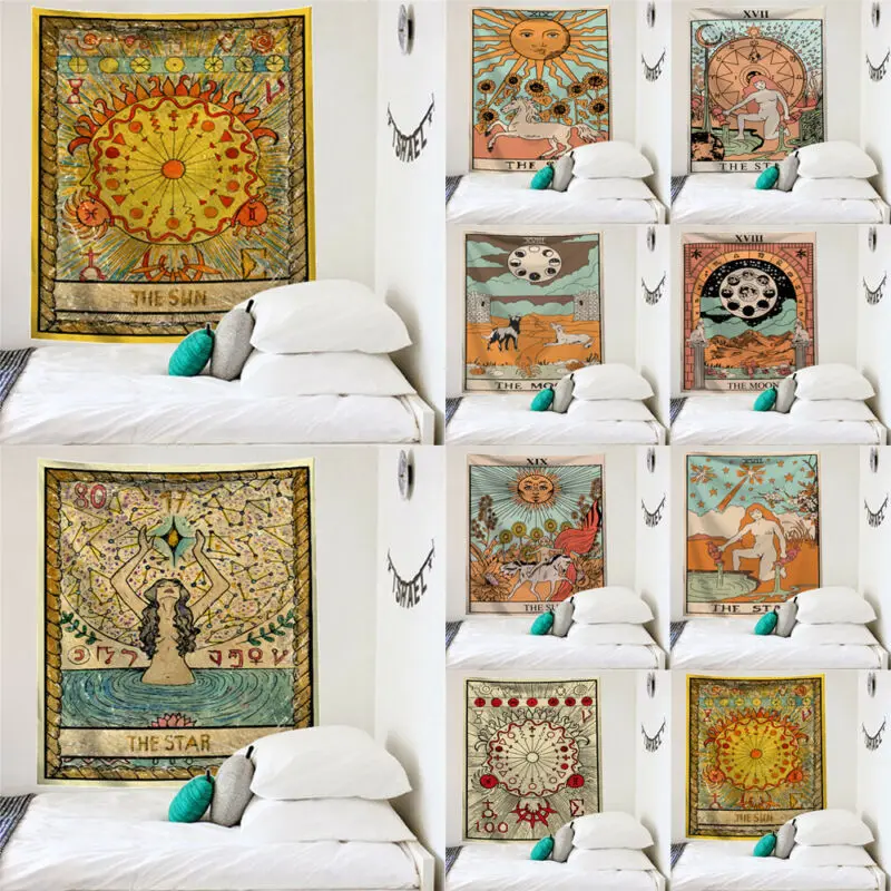 Индия настенный гобелен Солнце Луна Таро настенный Мандала домашний декор психоделический ковер гобелен колдовство настенные гобелены