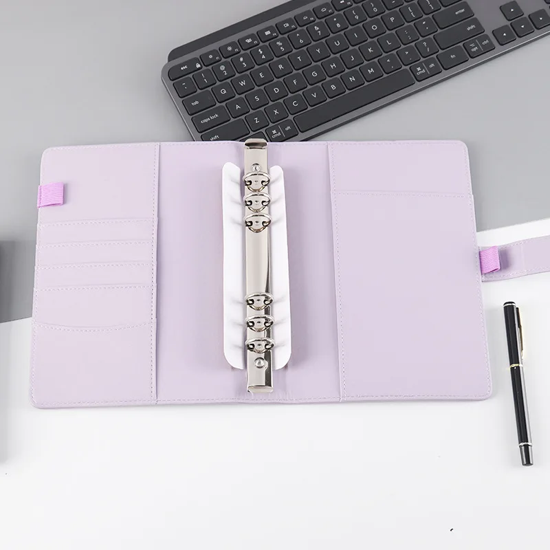 A5 Pu Leather 6 Ring Binder Notebooks Planner Covers Pink Cute Macaron Journal Note Agenda Diary Book Office and School Supplies