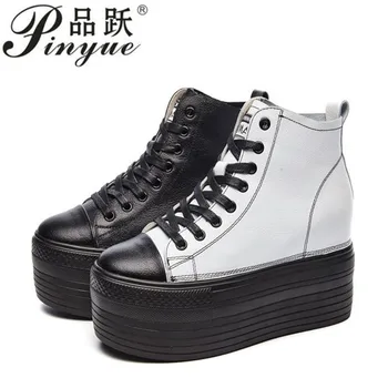 

2019 high heel and thick sole leather shoes for students Women Boots Ankle Muffin Thick Bottom with Round Head Boots