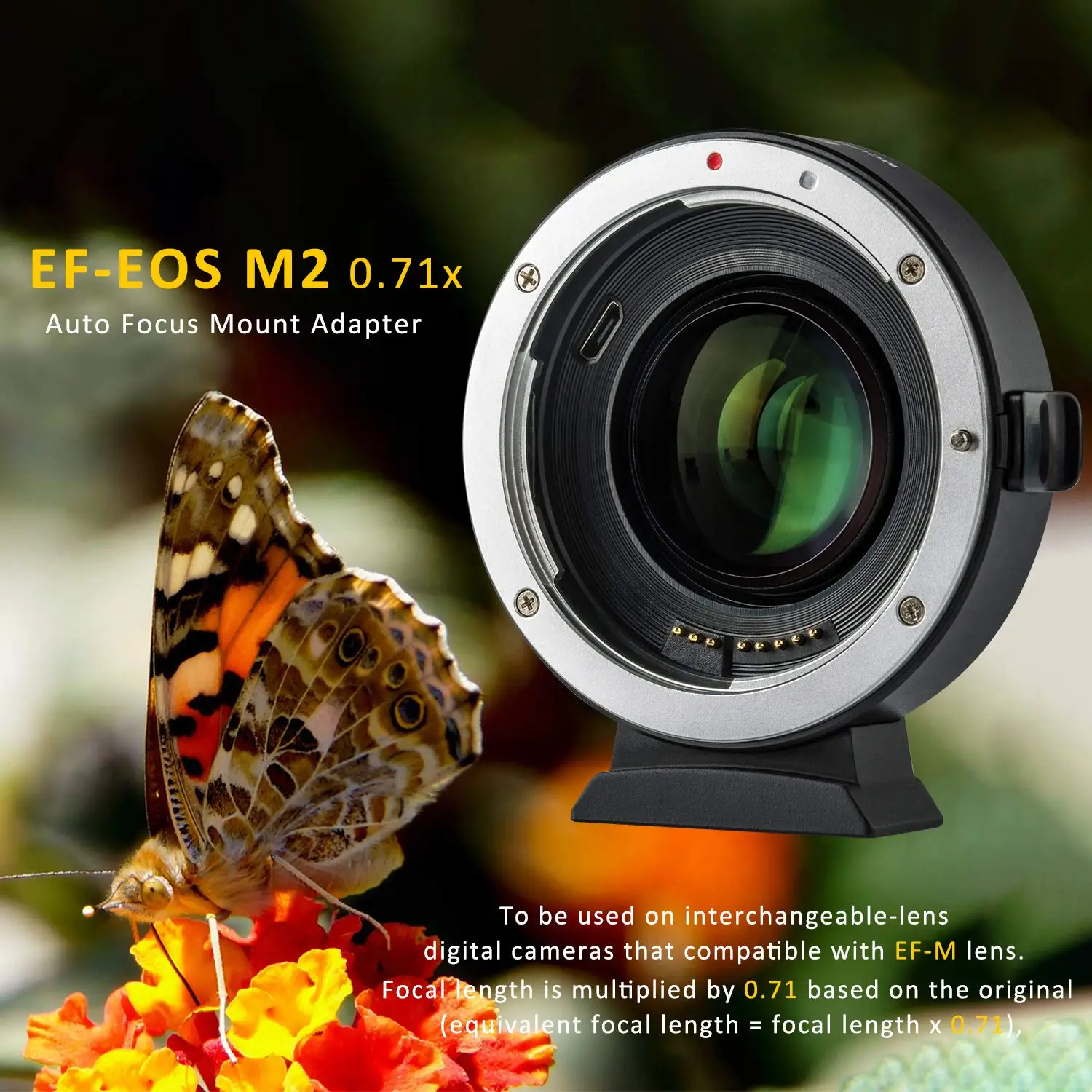 VILTROX EF-E OS M2 адаптер для крепления объектива с автофокусом 0.71x усилитель фокусного редуктора для объектива Canon EF к E O S EF-M беззеркальная камера M