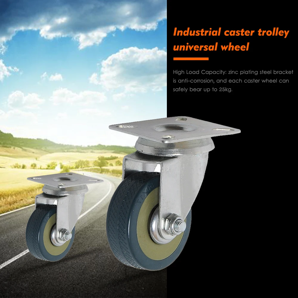 4pcs/set Flat Plate Casters Wheel 2in Universal Wheel Furniture Cabinet Casters Flat Wheel Trolley Sofa Office Chair Wheels