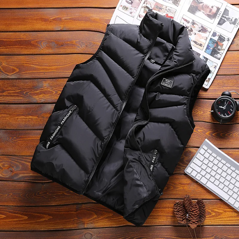 Sunny Scholar Стильный хлопковый жилет осенний и зимний тренд Повседневный толстый теплый мужской жилет пальто корейский стиль приталенный