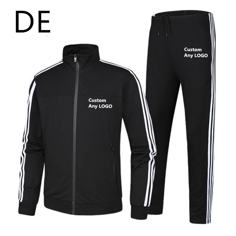DE The New Autumn Winter Patchwork Men Classic Warm Sportwear Sweatpants Male Cotton Slim fit Zipper Comfortable Male Clothes