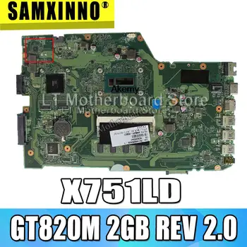 

X751LD Motherboard i5 4GB GT820M 2GB For ASUS X751L X751LD X751LN K751L Laptop motherboard X751LD Mainboard X751LD Motherboard