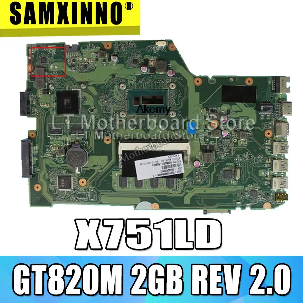 X751LD материнская плата i5 4 Гб GT820M 2 ГБ для For Asus X751L X751LN K751L ноутбука | Компьютеры и