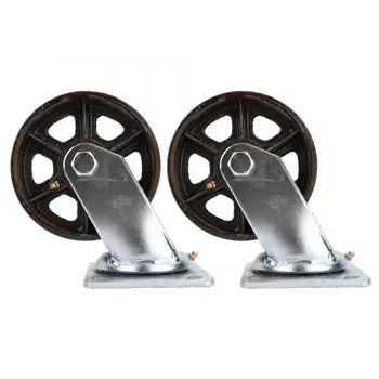 

2Pcs Heavy Duty 5in Zinc Plating Iron Wheel Trolley Light Truck Caster Hardware Tool