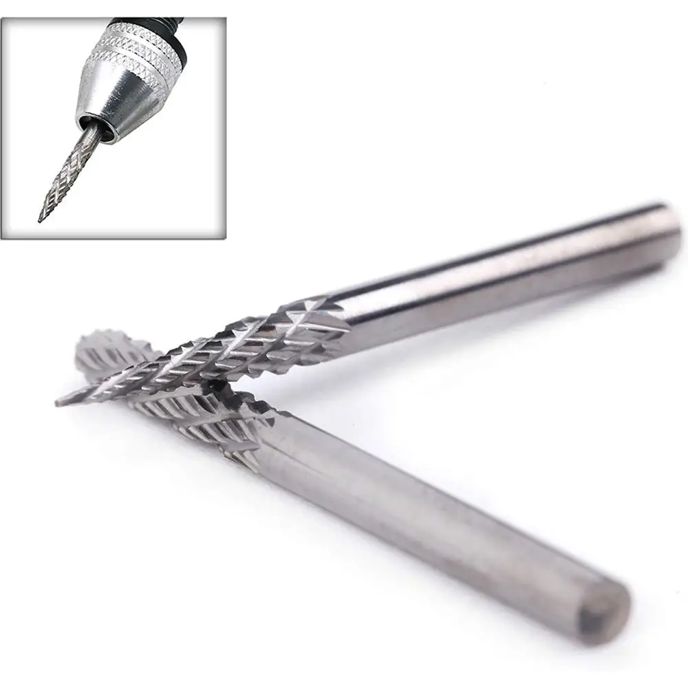 20pcs 3mm Shank Solid Tungsten Steel Carbide Rotary Burr Set for Drilling Carving Engraving Metals and Wood Working