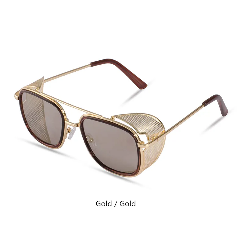 AIMISUV Ретро квадратные металлические солнцезащитные очки для мужчин стимпанк брендовые дизайнерские солнцезащитные очки для женщин Oculos De Sol Shades UV защита - Цвет линз: AMS710C7
