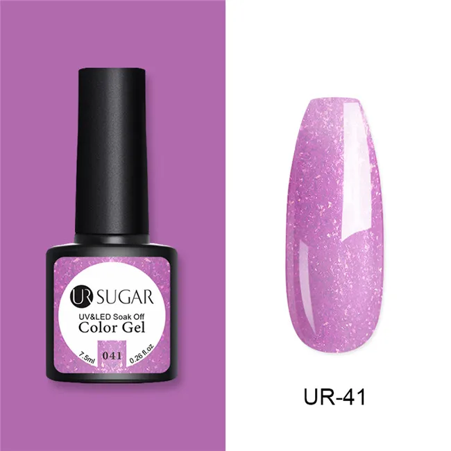 Ur Sugar 7,5 мл черный бриллиант УФ-гель для ногтей голографический Блестящий лак для ногтей - Цвет: 41
