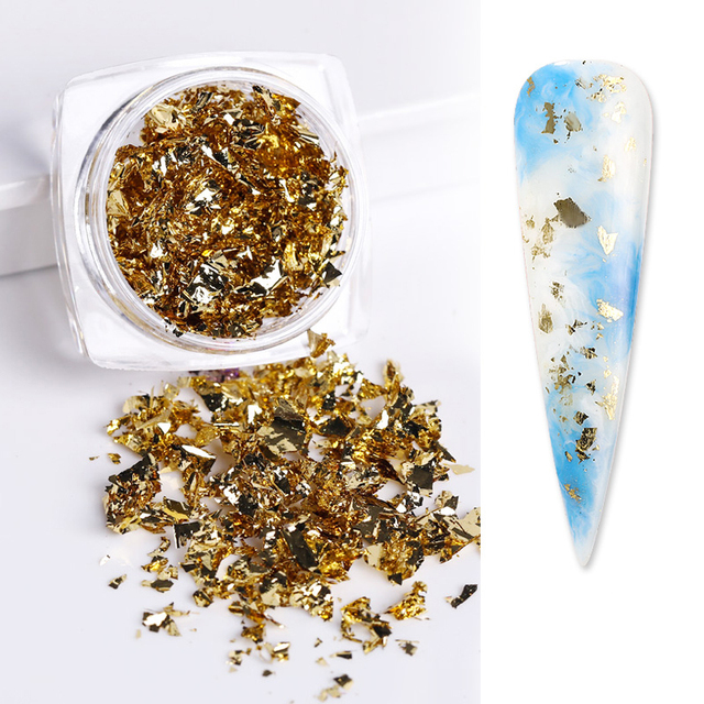 Foil Sequins For Nails Gold Silver Irregular Glitter Flakes Mirror Chrome Powder Manicuring Winter Decorations