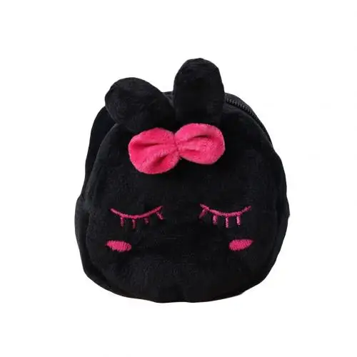 Black Rabbit Детский кошелек для денег, портативный милый плюшевый Кошелек для монет, панда, животное, маленький кошелек для монет на молнии, детский подарок на день рождения, Новинка - Цвет: Black Rabbit