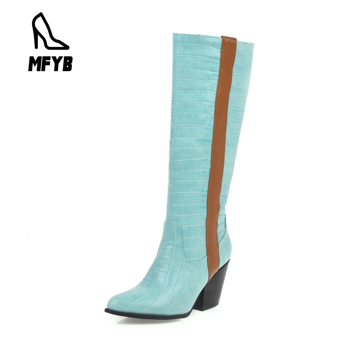 

MFYB Women's boots 2019 winter new fashion high heel women's shoes large size 40-43 women's high tube boots