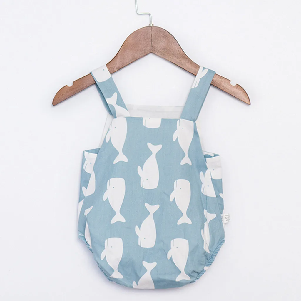Light blue Безрукавный комбинезон с принтом для новорожденных девочек - Цвет: Light blue