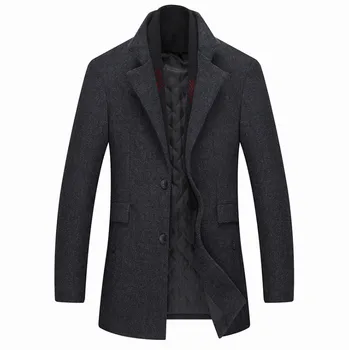

New fashion Winter Wool Coat Slim Fit Jackets Mens Pure Color Casual Warm Outerwear Jacket and coat Men Pea Coat
