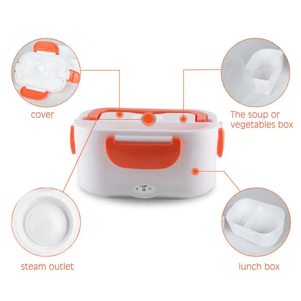

Portable Electric Heating Lunch Box Bento Storage Box US EU Plug Home Office School Rice Container Food Warmer for Dropshipping