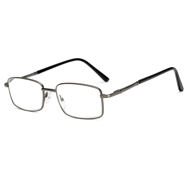 Деловые мужские очки для чтения, металлическая полная квадратная оправа, очки для дальнозоркости, очки для дальнозоркости пожилых людей, диоптрий+ 1,0 до+ 4,0 573
