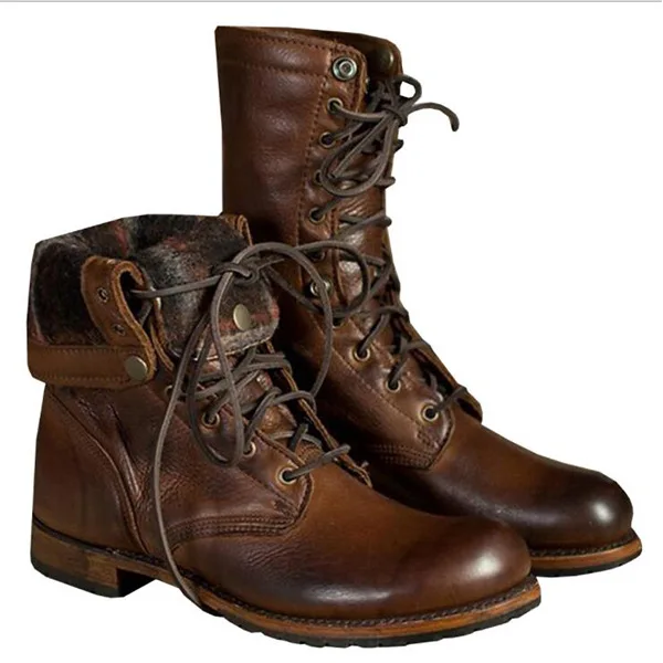 Male Boots Autumn Winter Men Soft Leather Tooling Shoes Fashion Retro
Mid- Calf Male Motorcycle Punk Boots Rock Shoes