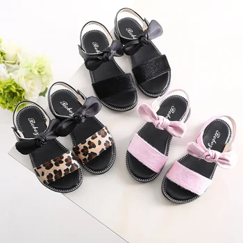 

Hot toddlers girls children bowknot Leopard sandals shoes for children kids summer wedding party princess shoes