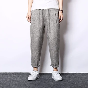 

Chinese Style Ankle-Length Cotton Linen Pants Men Trousers Jogger Pants Men XXXL Sweatpants Streetwear Man Pants Y2127