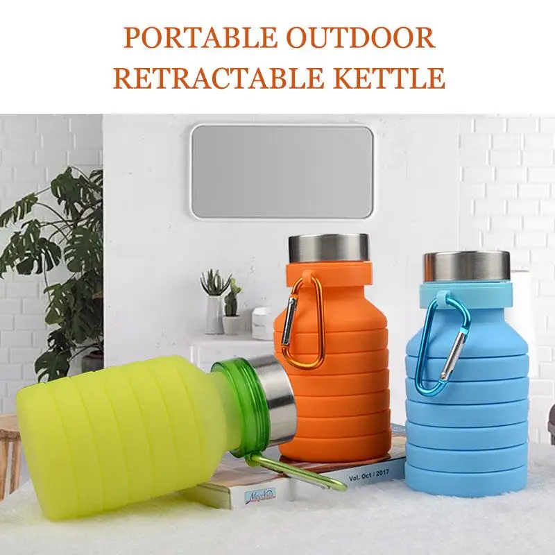 

Folding Cup Foldable Creative Telescopic Silicone 550ML Kitchen Tool Business Trip Hiking Outdoor Kettle Travel Fruit Juice