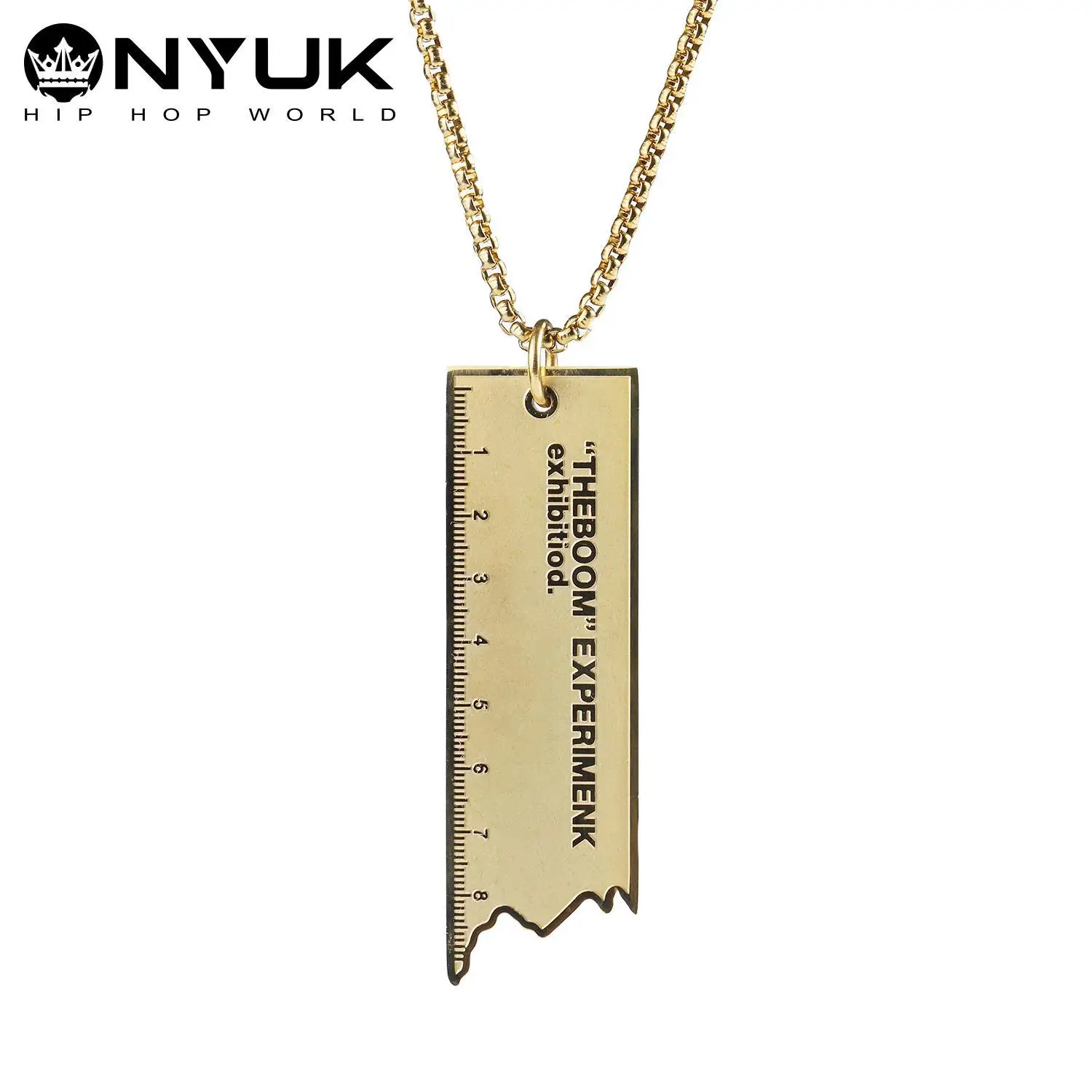 

Nyuk Well you qi Retro Popular Brand Fracture Ruler Pendant Necklace High Quality Stainless Steel Hip Hop Accessories