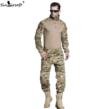 

SINAIRSOFT Military Uniform Multicam Army Combat Shirt Uniform Tactical Pants With Knee Pads Camouflage Suit Uniforme Militar