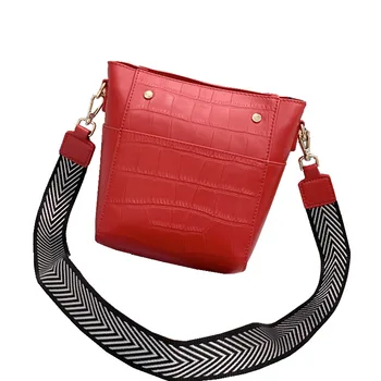

Niche design genuine leather women's bags wide shoulder strap crocodile bucket bag fashion messenger bag GN-SB-eystxk