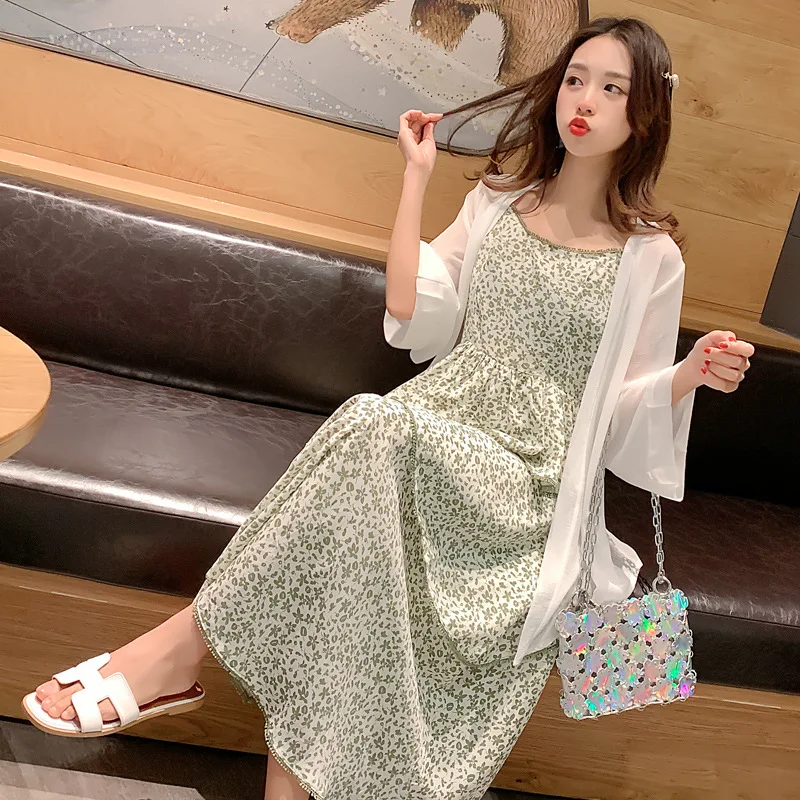 

Maternity Clothes Summer Wear Fashion Models Very Fairy of France Non-mainstream Floral Dress Cake Strapped Dress Two-Piece Set