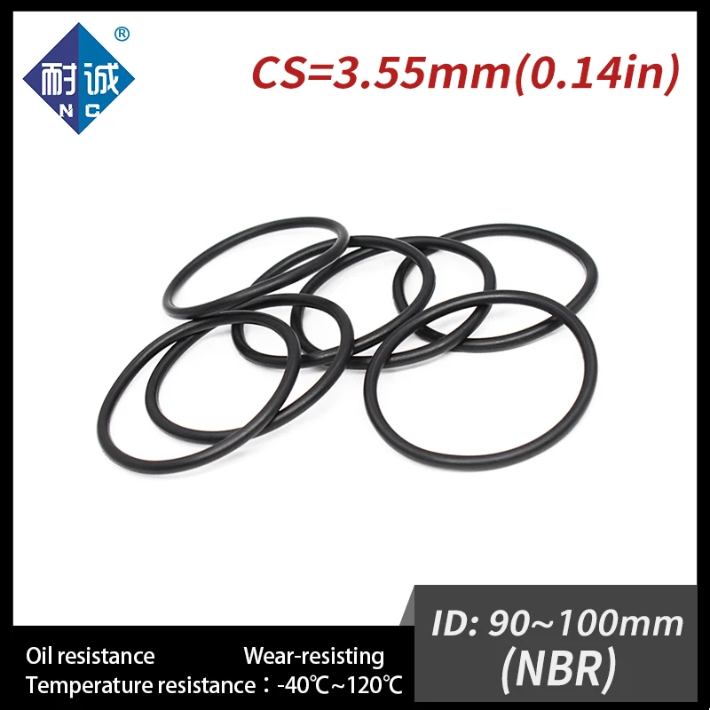 5 개/몫 니트릴 고무 블랙 NBR CS 3.55mm ID 90/92.5/95/97.5/100*3.55mm O 링 가스켓 오일 저항 방수