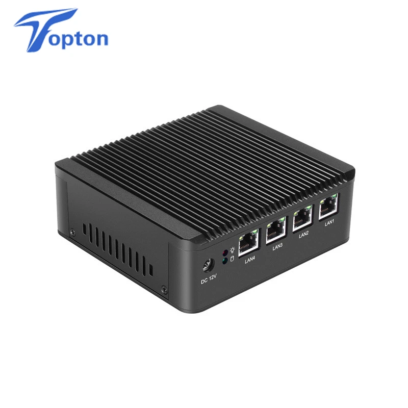 Topton безвентиляторный мини ПК Linux Celeron J1900L4 четырехъядерный Nano Itx 4* Intel WG82583 Gigabit RJ45 Lan брандмауэр маршрутизатор