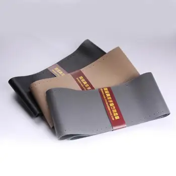 

Universal Car Steering Wheel Cover Genuine Leather Stitch on Wrap for Four Seasons Car Accessories
