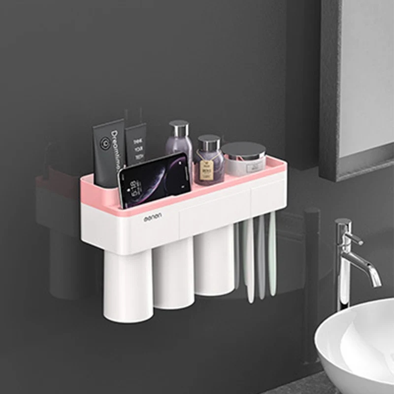 Магнитная Адсорбция держатель зубной щетки перевернутая чашка настенное крепление Ванная комната моющее средство полка для ванной аксессуары набор - Цвет: G
