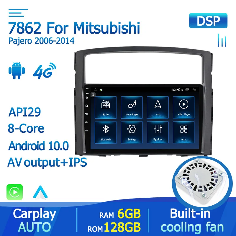 Автомагнитола с GPS-навигацией Android 10 0 IPS 1280*720 для Mitsubishi Pajero 2006-2011 2012 2013 2014