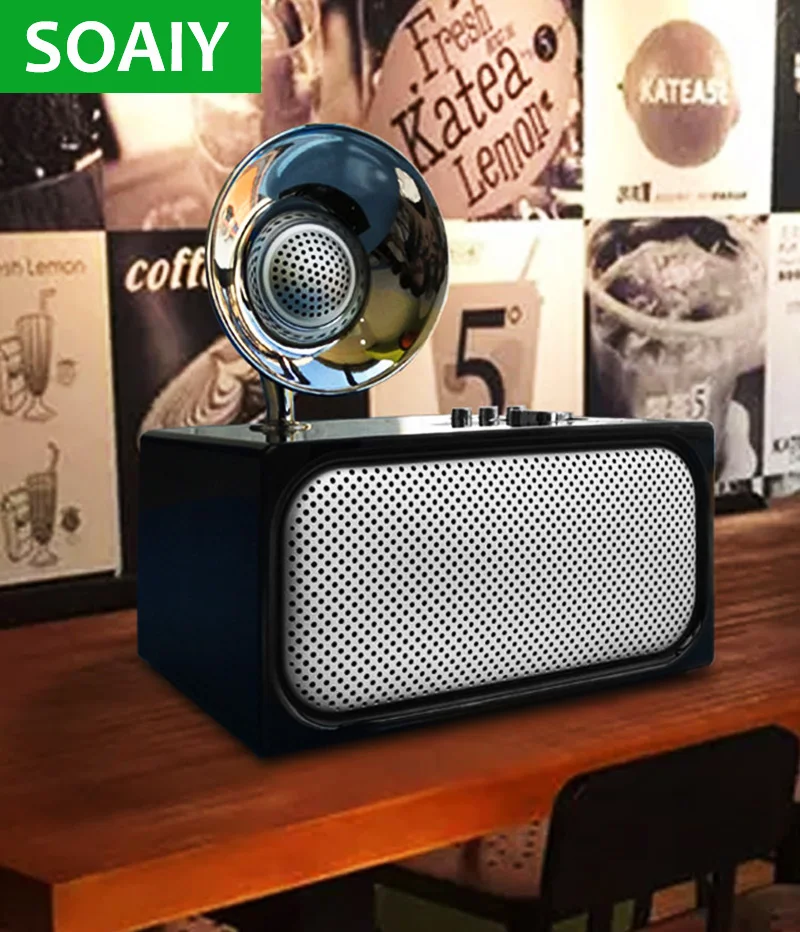 

SOAIY E10 Retro Speaker Wood Bluetooth Wireless Mini Speakers Audio Subwoofer Home Portable Radio Car Computer Universal Gift