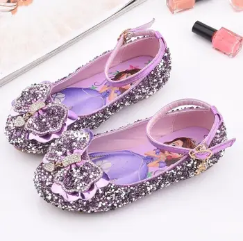 

New Spring Children Leather Shoes Sequin Princess Girls Shoes For Girls Party Wedding Shoes Baby Student Cute Soft Sneakers