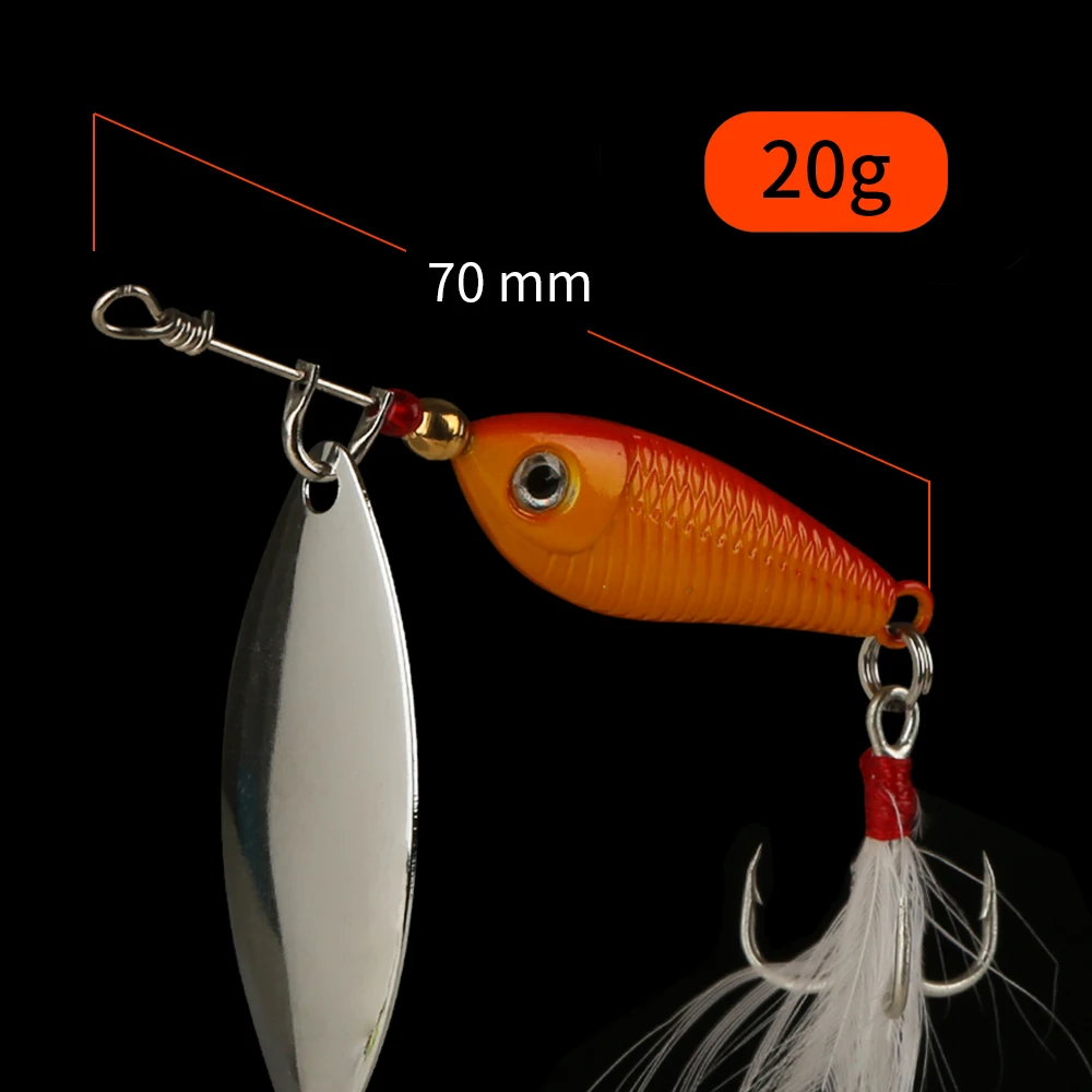 

CEMREO Mini Metal Fishing Lure With Spinning Spoon 70mm 20g Fishing Tackle Pin Crankbait Vibration Minnow Sinking Spinner Bait