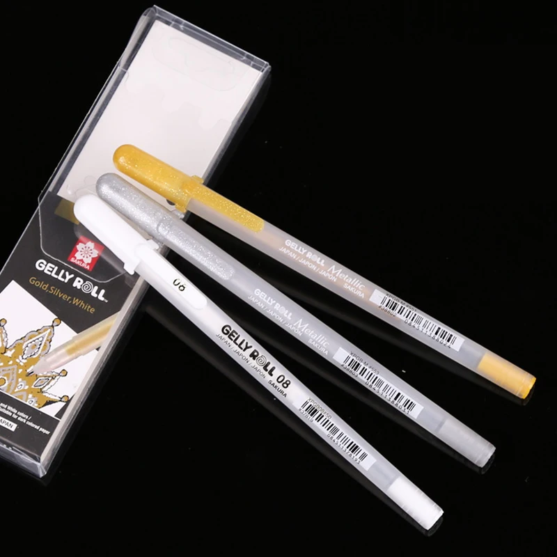 

3Pcs / SAKURA light pen set hand-painted luminous white pen painting art special hook line pen painting pen