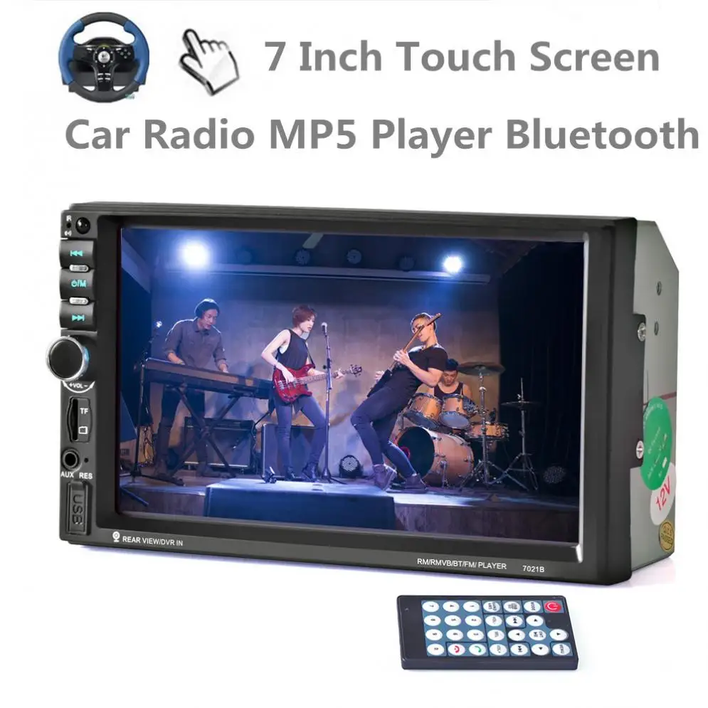 

2 DIN 7 Inch Touch Screen Cars Stereo MP5 Radio Player Bluetooth / FM / TF / USB /SD Support Steering Wheel Control