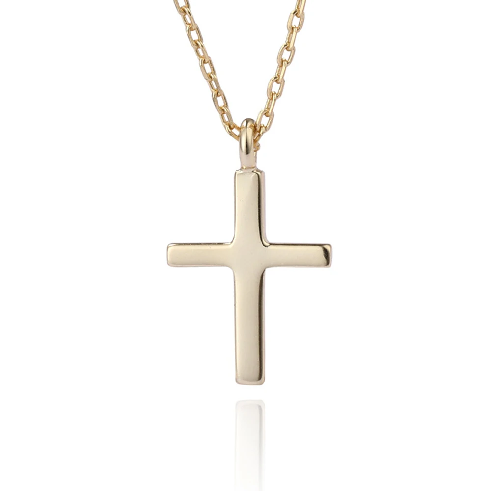 pendant cross 18k золото 925 Твердое Серебро, женское ожерелье с подвеской в виде Креста Иисуса христианского, модное очаровательное ювелирное изделие, подарок на выпускной для девочки - Цвет камня: pendant cross