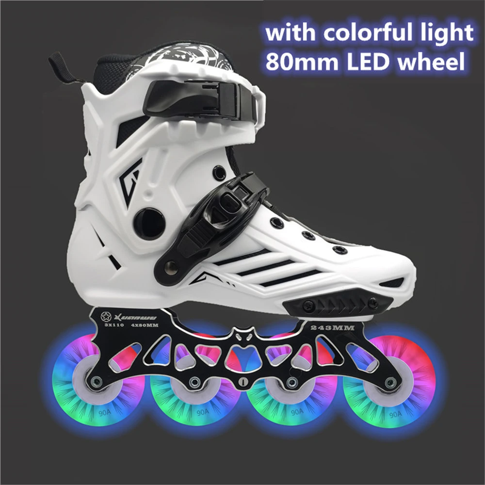 Zapatos de patines LED de 80mm para patines en línea FSK zapatos de Skate en blanco, rojo, azul, rosa, Flash colorido, 4 ruedas/3 ruedas, brillo de velocidad|Patines| -