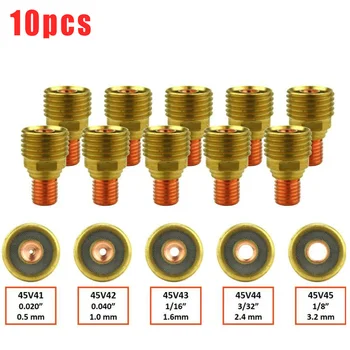 

10pcs Collet Body Set For TIG Welding Torches Series 9/20/25 W/ Gas Lens Set-Up
