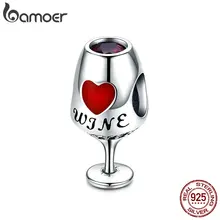 BAMOER модный 925 пробы серебряный винный Кубок сердце проложить Шарм бусины подходят браслеты и изготовление ювелирных ожерелий SCC788