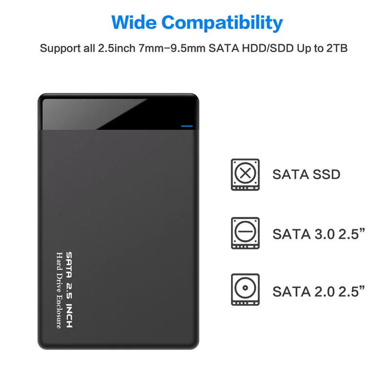 SATA III 2.5 Inches Hard Drive Enclosure Case USB3.0 Hard Disk Case Housing Support UASP