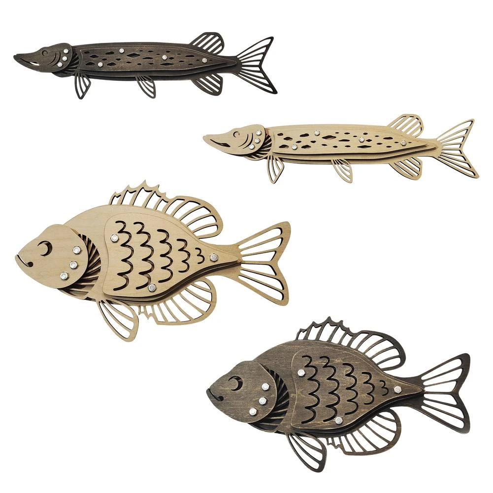 Wooden Ocean Fish Ornament Indoor Retro Wall Hanging Wood Carving