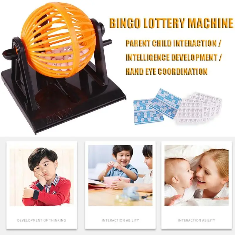 Large Traditional Bingo Game Family Revolving Ball Dispenser Machine Balls Cards 5