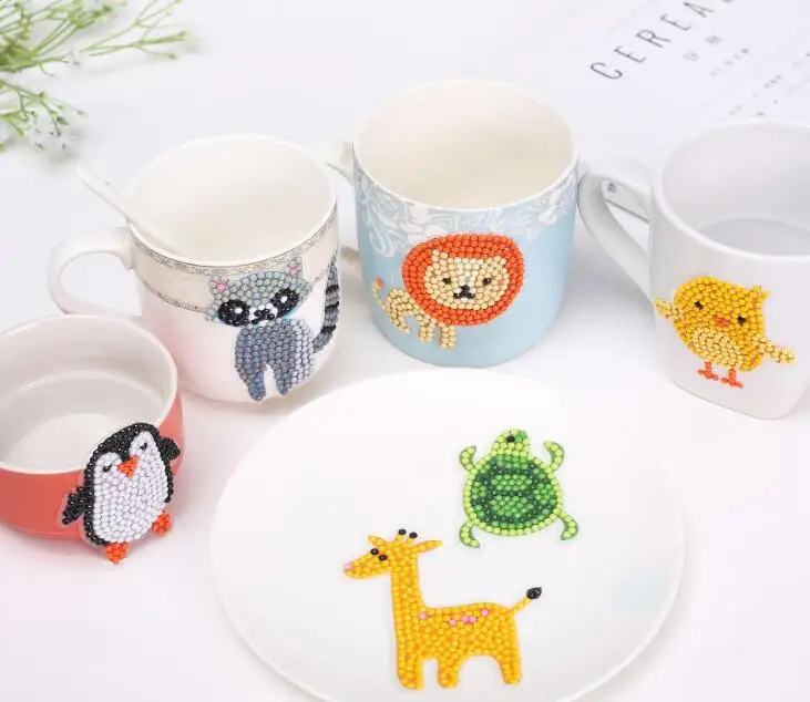 Круглый Алмаз DIY мини-узор Алмазная вышивка персонаж мультфильма животное Алмазная картина Детская Наклейка Рождественский подарок LD578