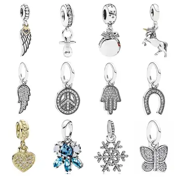 

PDD DZ 56 925 Sterling Silver Spring New Charm Pendant with DIY Bracelet Necklace Jewelry Gift Carving Suitable for Women
