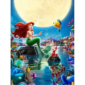 

5D full crystal stone embroidery Disney Little Mermaid ,cartoon diamond Cross Stitch, painting by number diy carft kit for kids