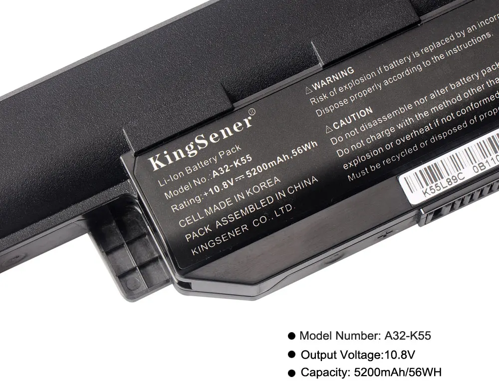 Bateria do Portátil Asus X45 X45a X45c X45v X45u X55 X55a X55c X55u X55v X75 X75a X75vd U57 U57a U57vd Kingsener-a32-k55 - Imagem 4