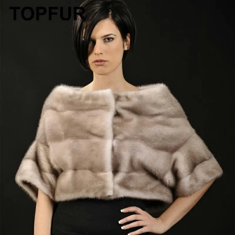TOPFUR Short Type New Coming Real Mink Fur Coats For Women 40 cm Length